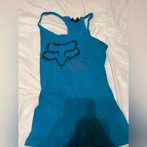 Fox Racing teal racerback tank top women’s size L motocross graphic